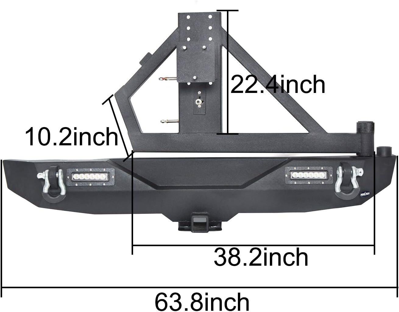 Rear Bumper with Spare Tire Carrier and 2 Receiver Hitches G271