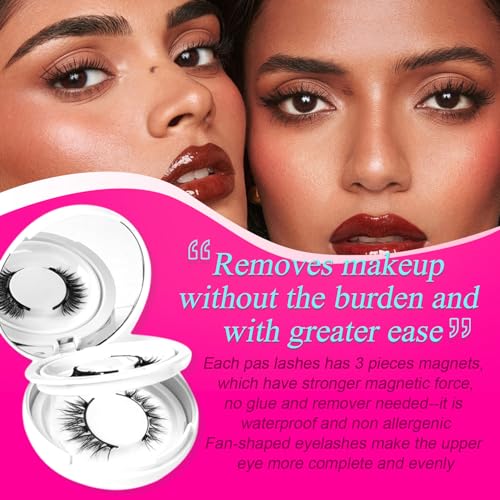 Magnetic Eyelashes with Applicator, Reusable Glue-Free Eyelashes Kit W7548
