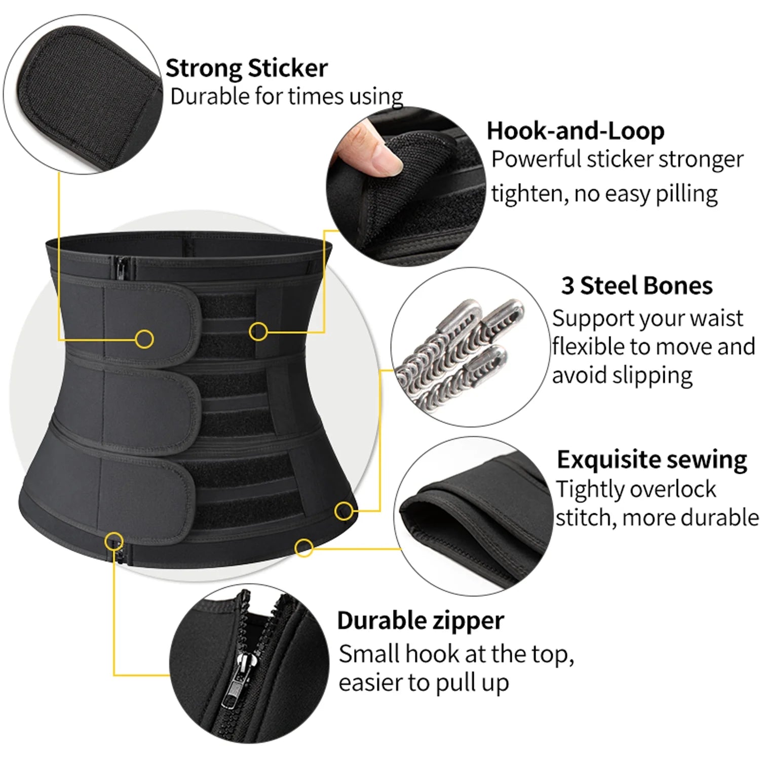 Neoprene Waist Trainer with 3 Straps I341801