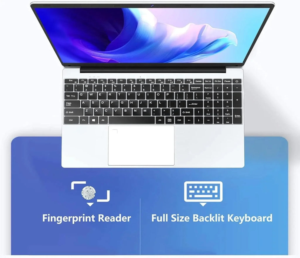 15.6" Laptop, Intel Quad-Core, 8GB RAM, 512GB SSD, Win 11 Pro, Fingerprint, Backlit Keyboard, HDMI, Bluetooth, USB 3.0, HD Webcam I81876