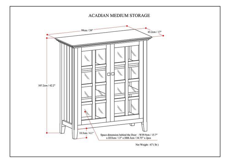 Solid Wood Medium Storage Cabinet in Light Golden Brown C4124