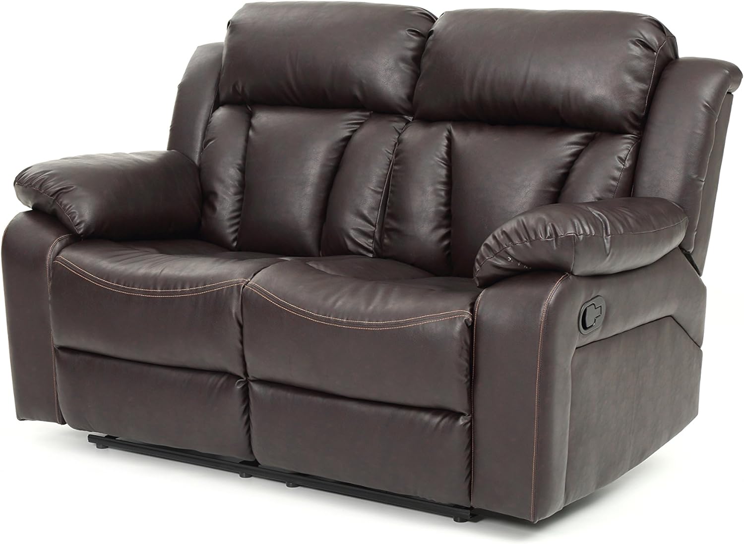 Brown Faux Leather Reclining Loveseat I9491