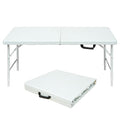 4ft White Plastic Folding Table with Carry Handle G880