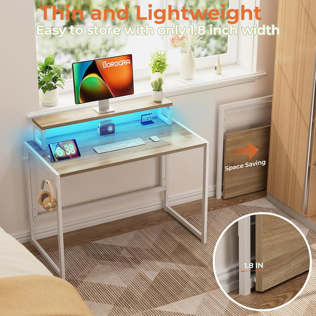 31.5 inch Folding Desk with Led Lights W2462