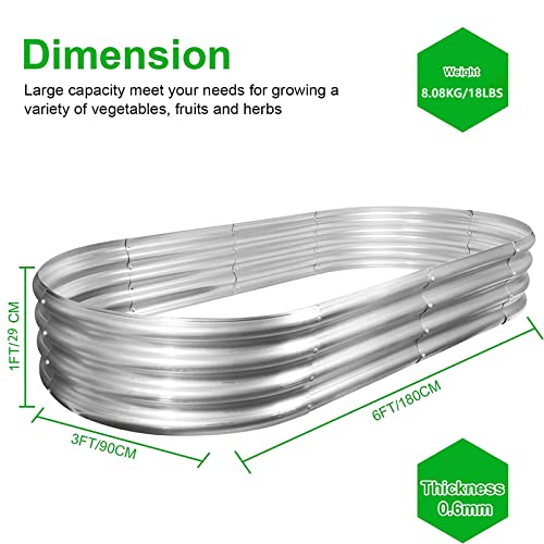2Pack Raised Garden Bed 6×3×1FT Galvanized Oval Large Steel Planter Box M989