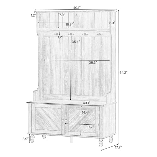 White Hall Tree with Storage Bench O97822