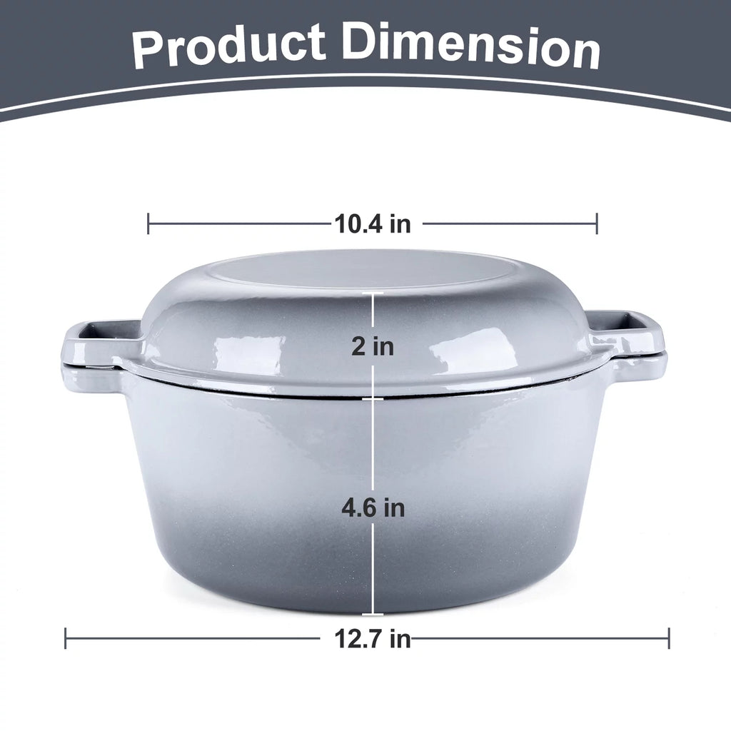 2-in-1 Enameled Cast Iron Dutch Oven with Skillet Lid, 5 Quart S505654