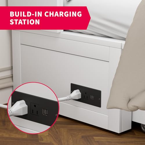 Grey Queen Murphy Bed with Foldable Mattress and Storage Drawer U6017