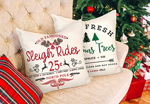 Red White 18x18 Set of 4 Christmas Throw Cushion Case F338