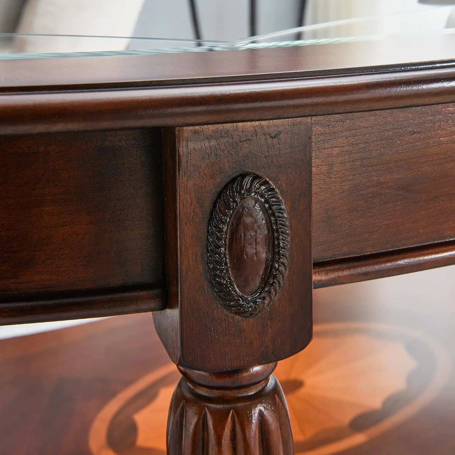 Solid Wood Coffee Table With Glass Top F31667