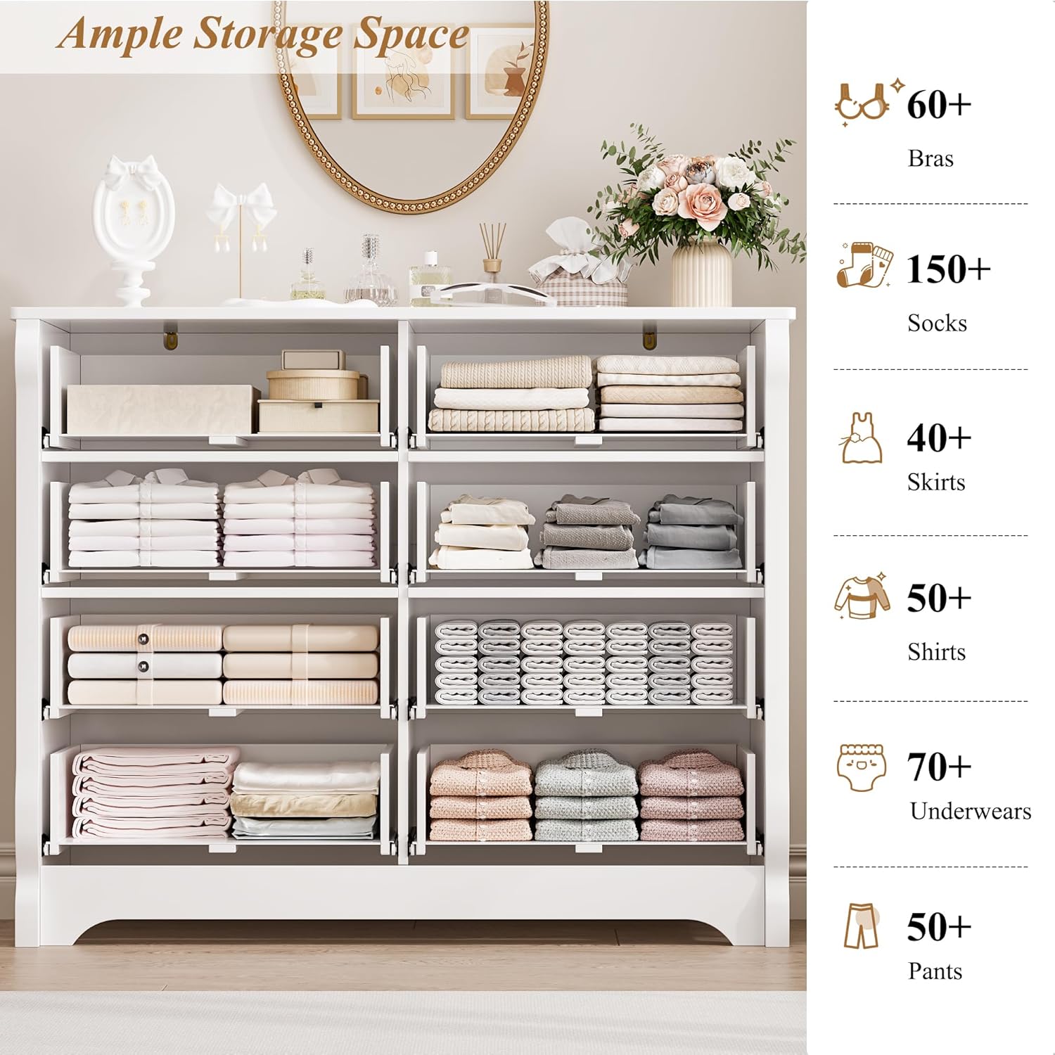 White 8 Drawer Wood Dresser H63917