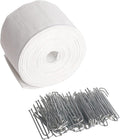 White 10 Yards Pleater Tape with 30 Pcs Stainless Steel 4 Prongs Hooks S304