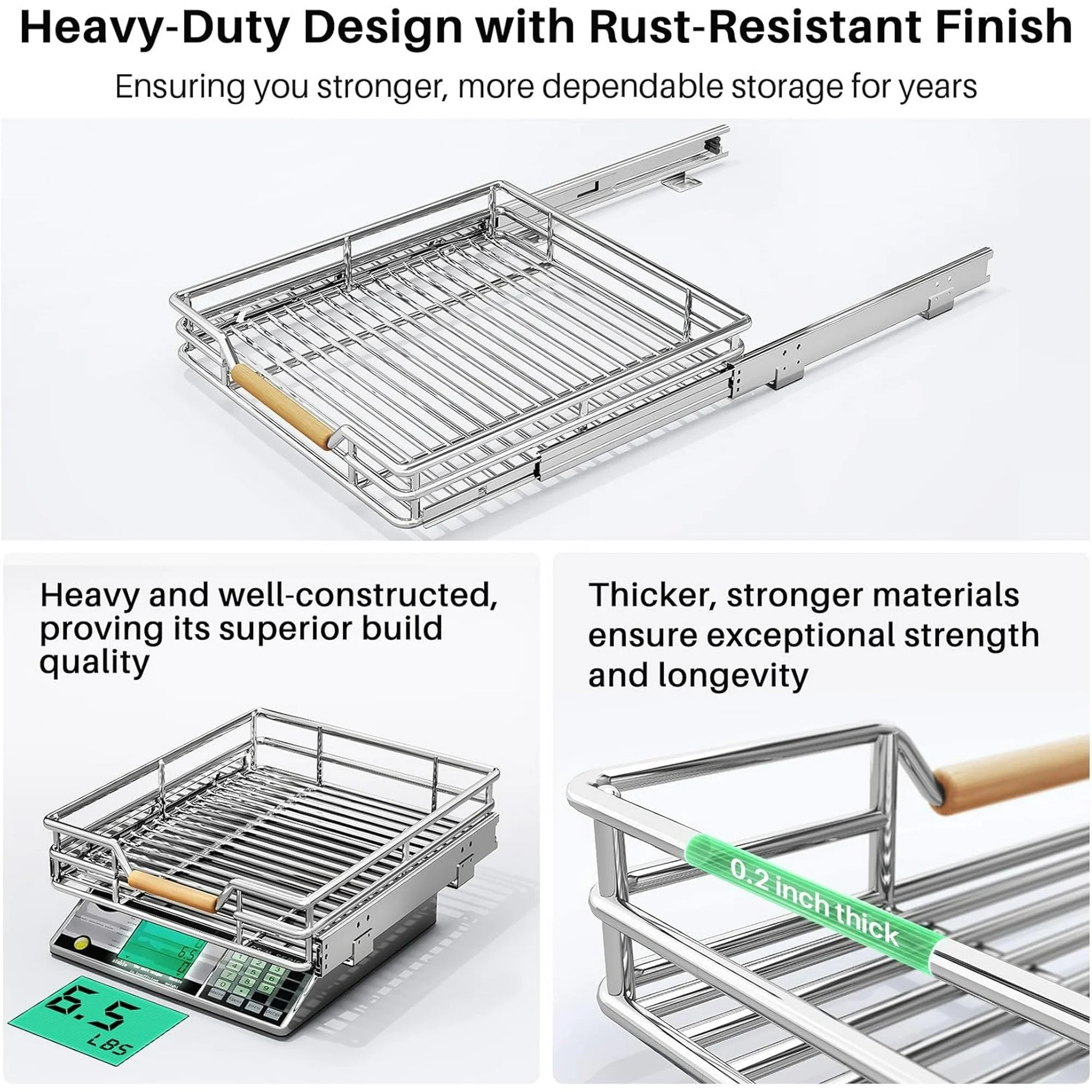Heavy Duty Slide out Drawers for Kitchen Cabinet Organizer (15W X 21D) Z9120