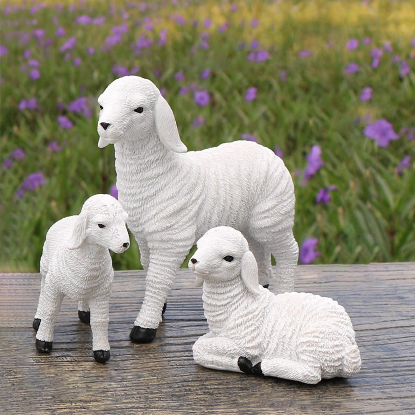 Set of 2 Resin Lamb Figurine Decoration I337891