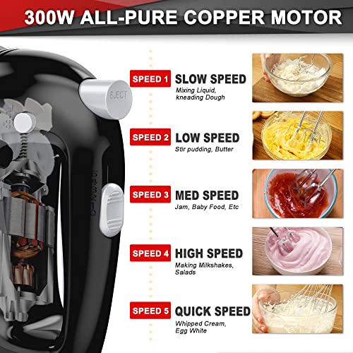 White 300W Electric Hand Mixer with Storage Case N875
