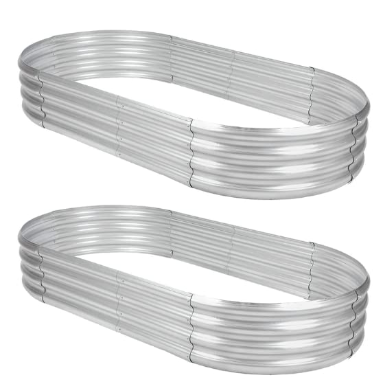2Pack Raised Garden Bed 6×3×1FT Galvanized Oval Large Steel Planter Box M989