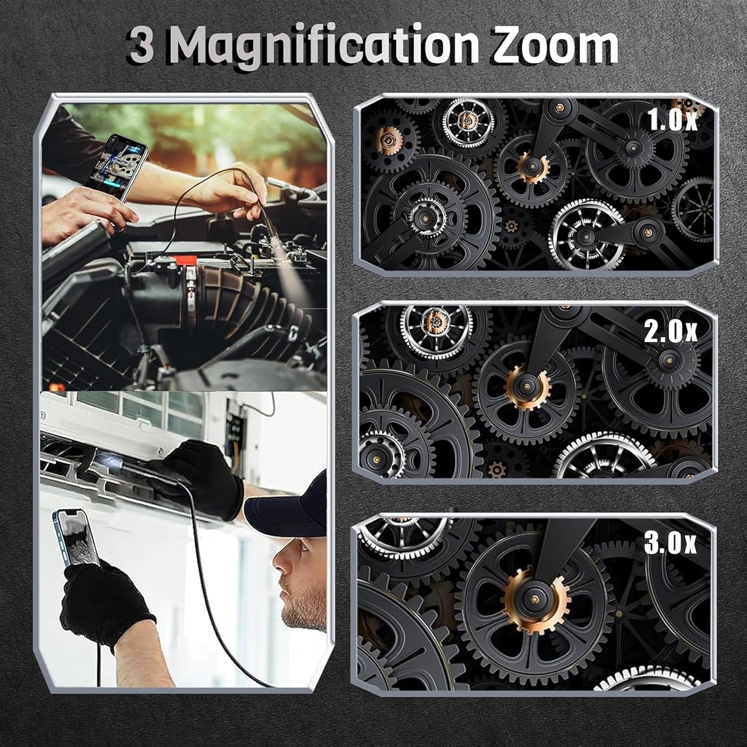 1920P HD Borescope with 8 Adjustable LED Lights, 16.4ft Semi-Rigid Cord, 7.9mm Industrial Endoscope S519327