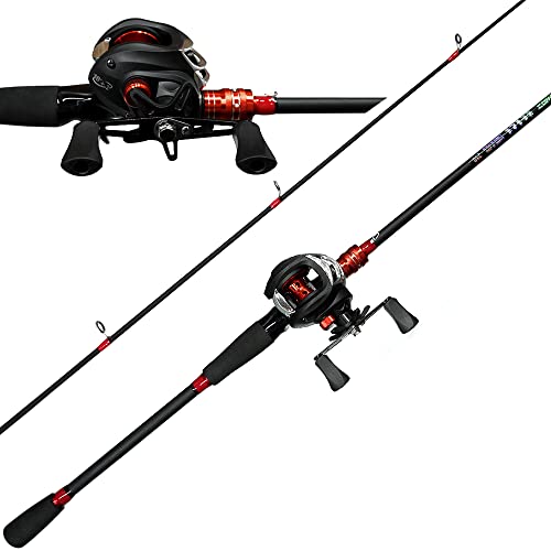 Fishing Rod and Reel Combo, Baitcasting Combo, 6 Foot 7 Foot 2-Piece, Fiberglass Wrapped Carbon Fiber Rod with EVA Handle L384795