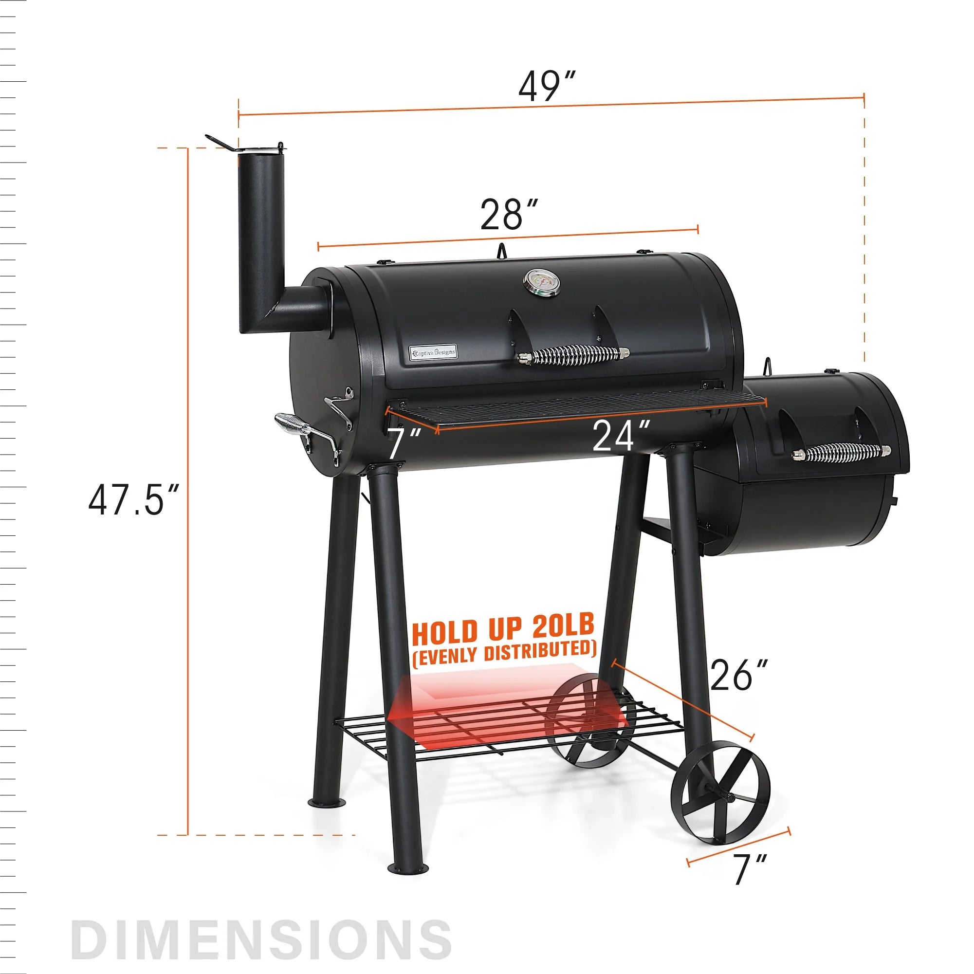 28'' BBQ Charcoal Grill with Offset Smoker N780032