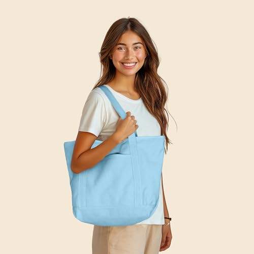 20" Solid Color Cotton Canvas Shopping Tote Bag O810