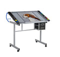 Silver Adjustable Glass Drafting Table U8569