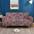 Mandala Flowers Couch Cover for 2 Cushions Couch, Bohemian Loveseat Slipcover, Floral Pattern Printed Sofa Cover M296508