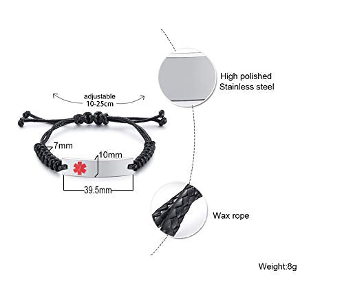 Braided Rope Medical Alert ID Bracelet Z334728