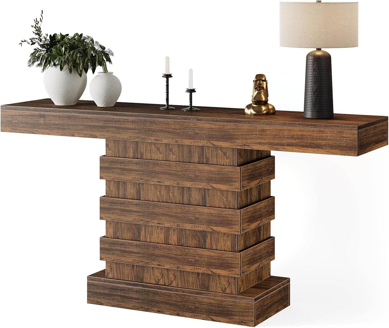 Rustic Brown 63-Inch Long Wooden Console Table T848537