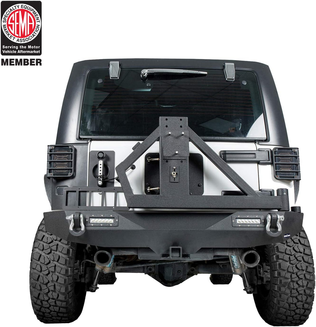 Rear Bumper with Spare Tire Carrier and 2 Receiver Hitches G271
