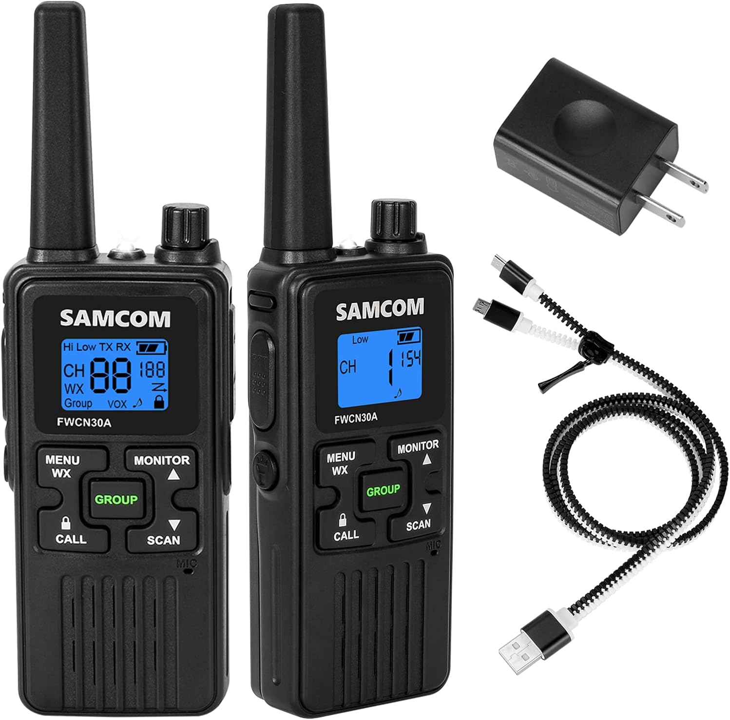 6 Pcs Black FRS 2-Way Radios with 1250mAh Battery W310006