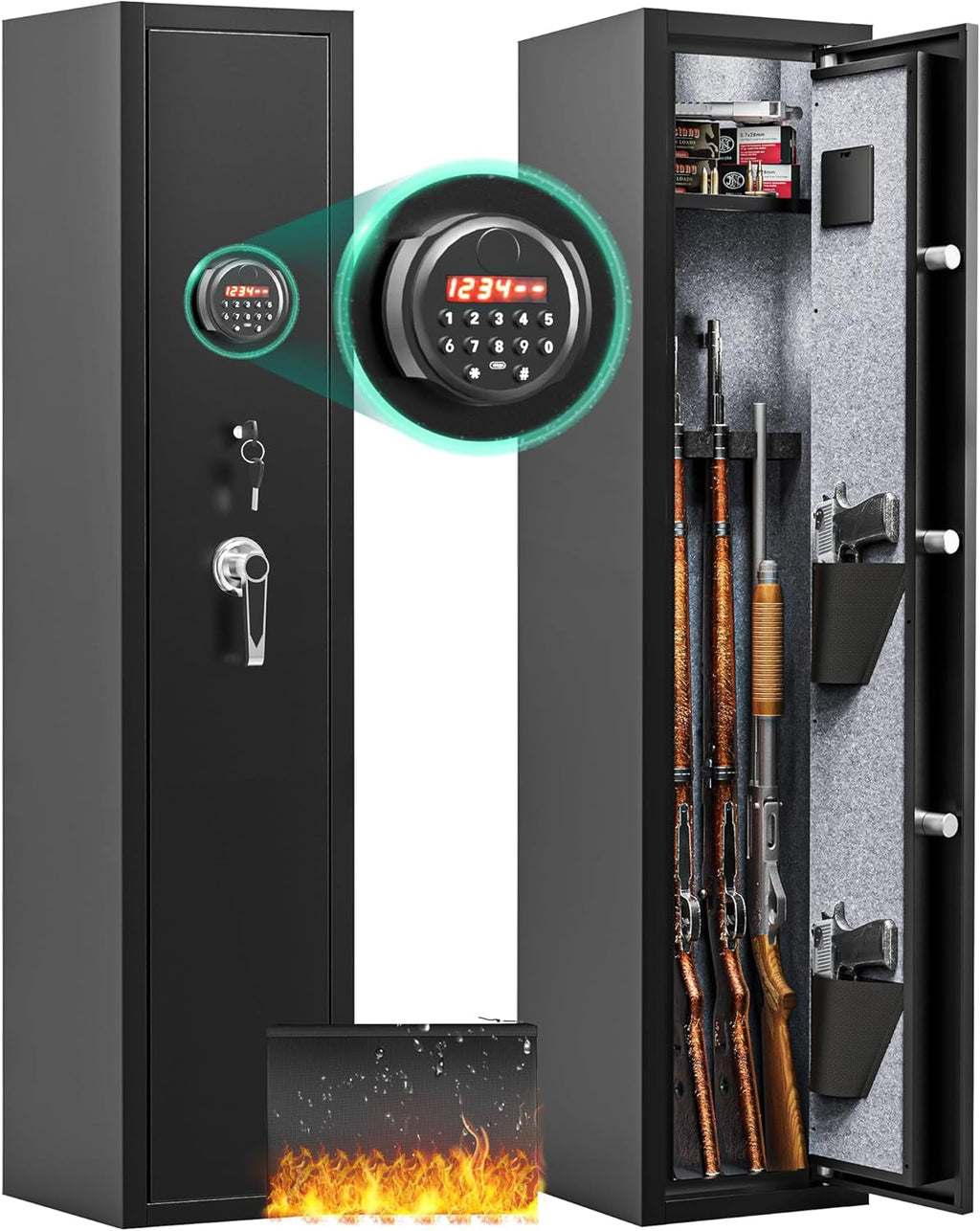 3-5 Rifle Gun Safe with Digital Keypad and Fireproof Bag U985