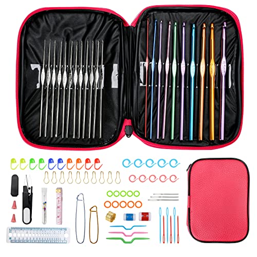 9 Ergonomic Crochet Hooks Set with Case O388190