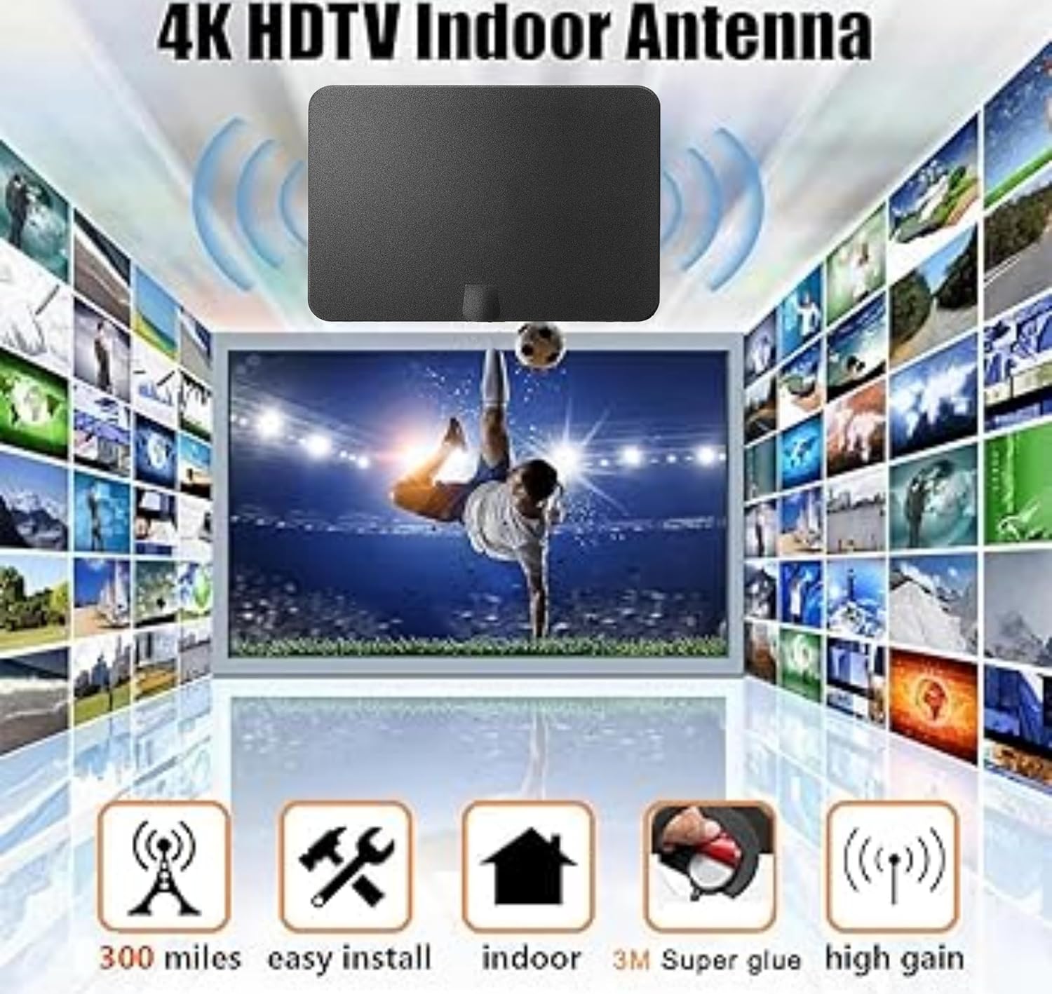 TV Antenna Indoor, 950 Miles Long Range Digital TV Antenna with Signal Amplifier Z303875