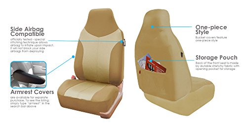 Beige Twill Car Seat Covers Full Set H3472