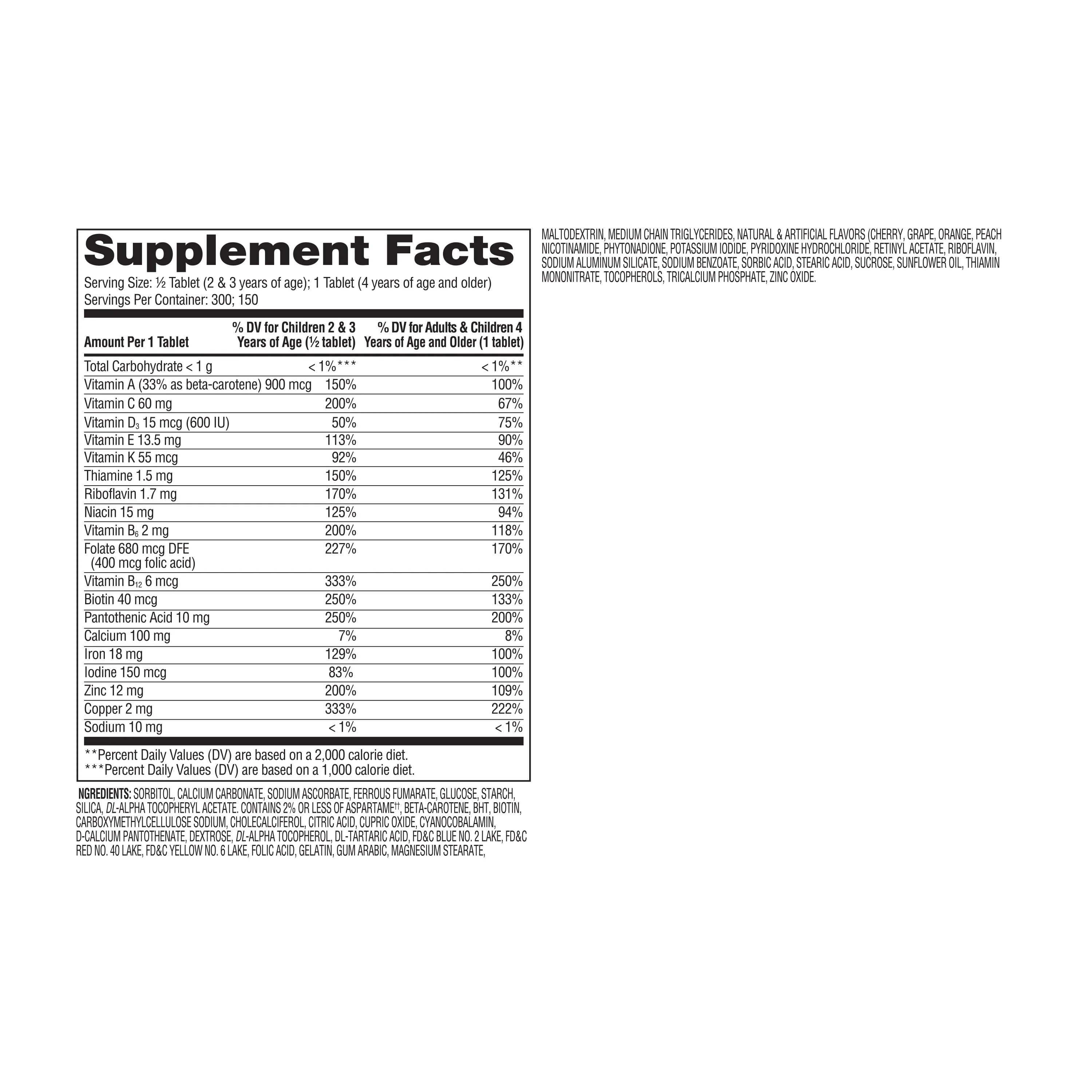 150 Count Children's Chewable Multivitamin Tablets T317224