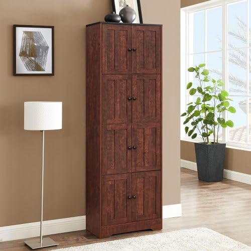 Corner Curio Cabinet with Adjustable Shelves and Mirrored Back S291