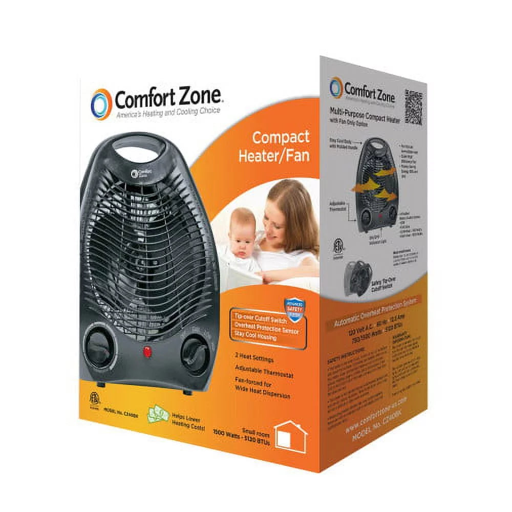 Black Fan-Forced Electric Portable Space Heater G9734