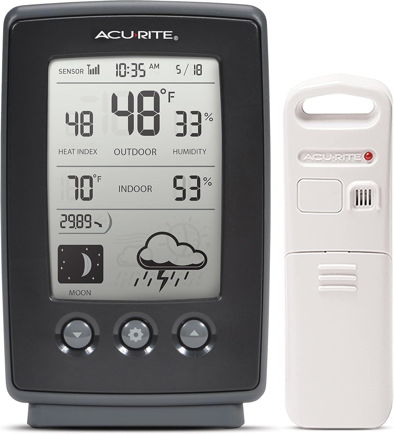 Black Digital Weather Forecaster with Indoor/Outdoor Temperature and Humidity H2441