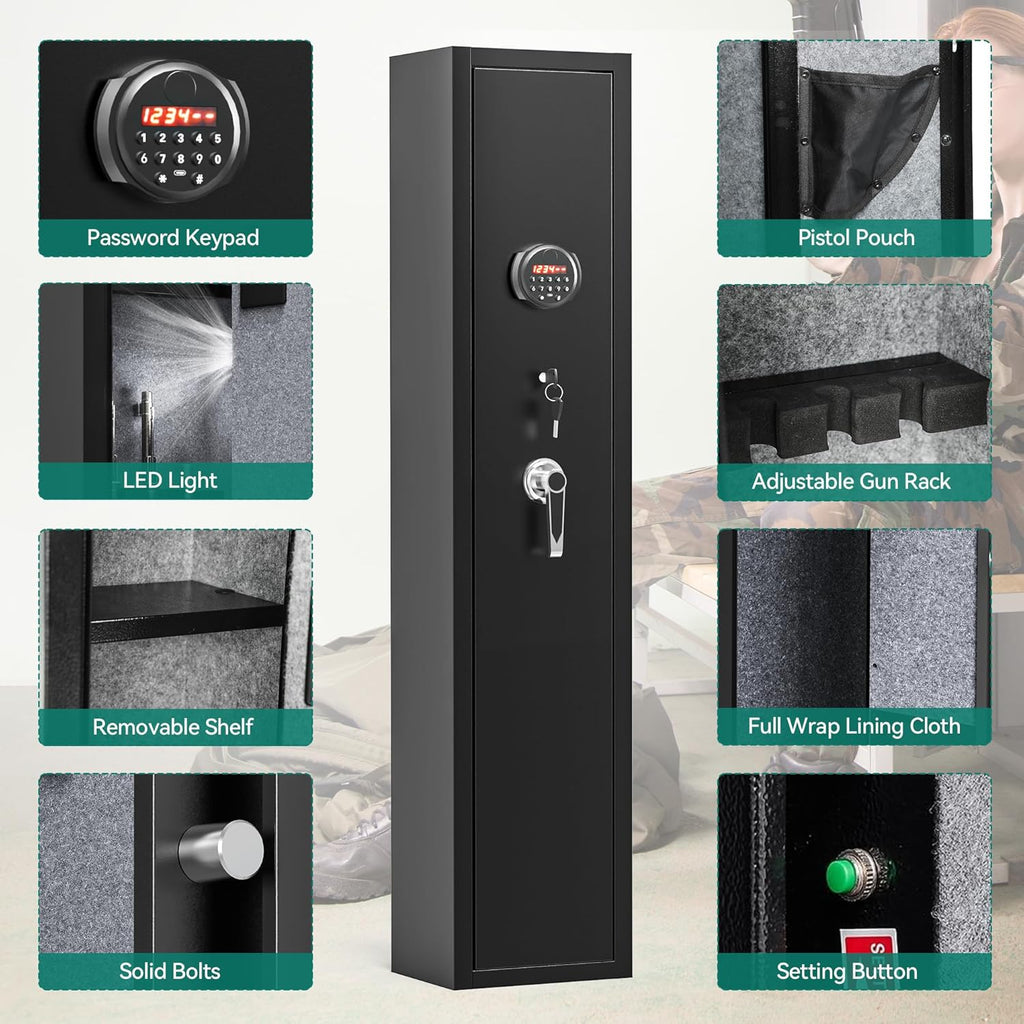 3-5 Rifle Gun Safe with Digital Keypad and Fireproof Bag U985