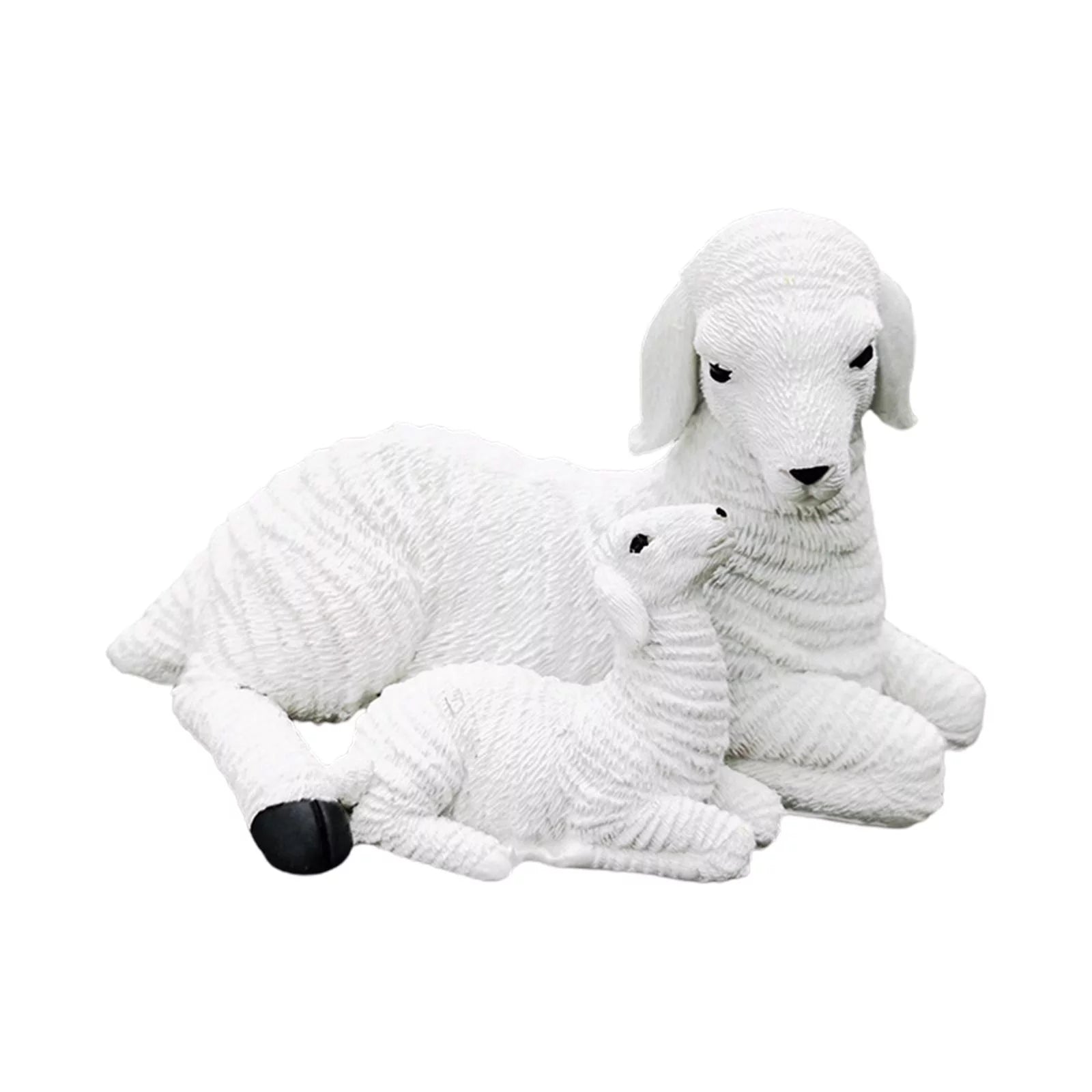 Set of 2 Resin Lamb Figurine Decoration I337891