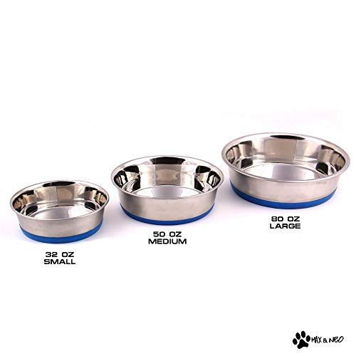 Heavyweight Non-Skid Rubber Bottom Stainless Steel Dog Bowl - Small - 32oz - 6.5" Diameter B7993