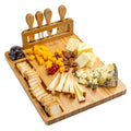 Bamboo Cheese Board and Knife Set 14x11 inch with 4 Cheese Knives K2071