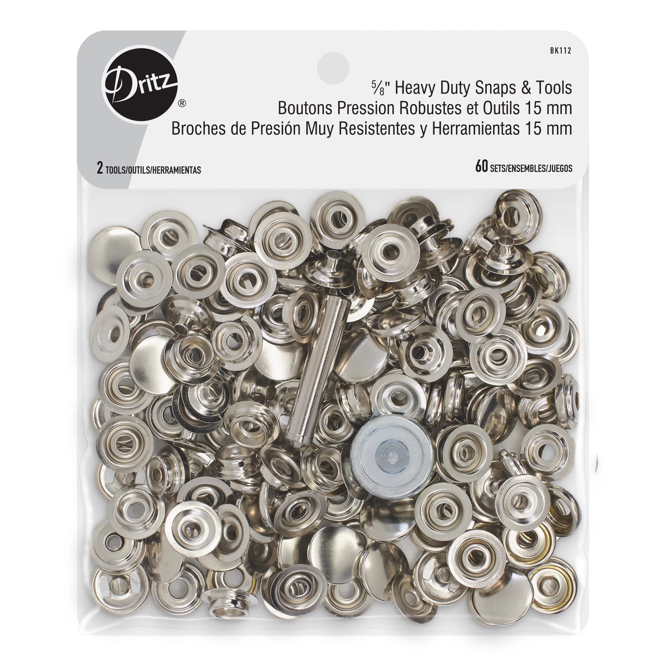 60 Sets Silver Heavy Duty Snaps M757