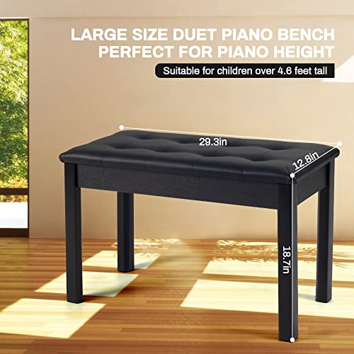White Wooden Piano Bench with Storage and Padded Cushion H87382