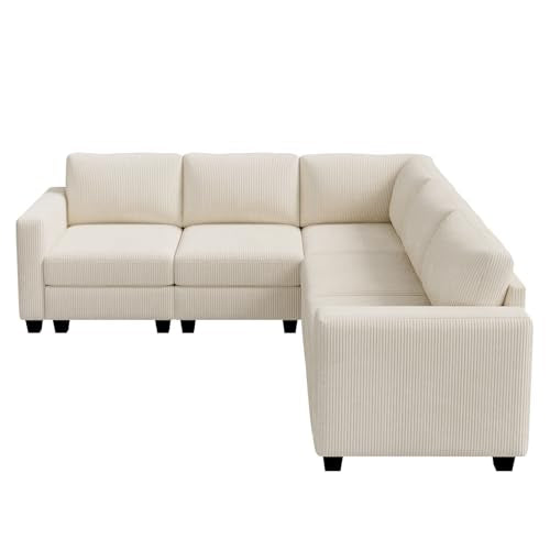 Dark Gray Corduroy 6 Seater Modular Sectional Sofa with Storage W335