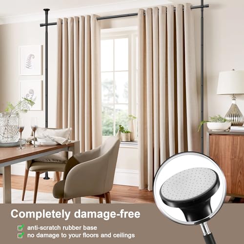 Black Metal Tension Curtain Rod Room Divider I303