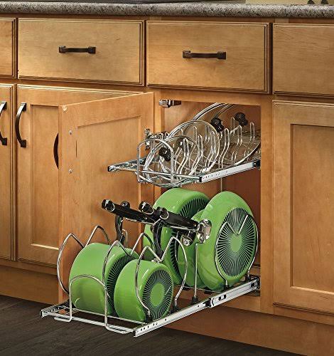 12 in. Pull-Out 2-Tier Base Cabinet Cookware Organizer G9088