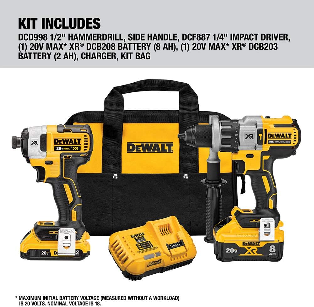 20V MAX XR Cordless Hammer Drill & Impact Driver Combo Kit with Battery and Charger S4695