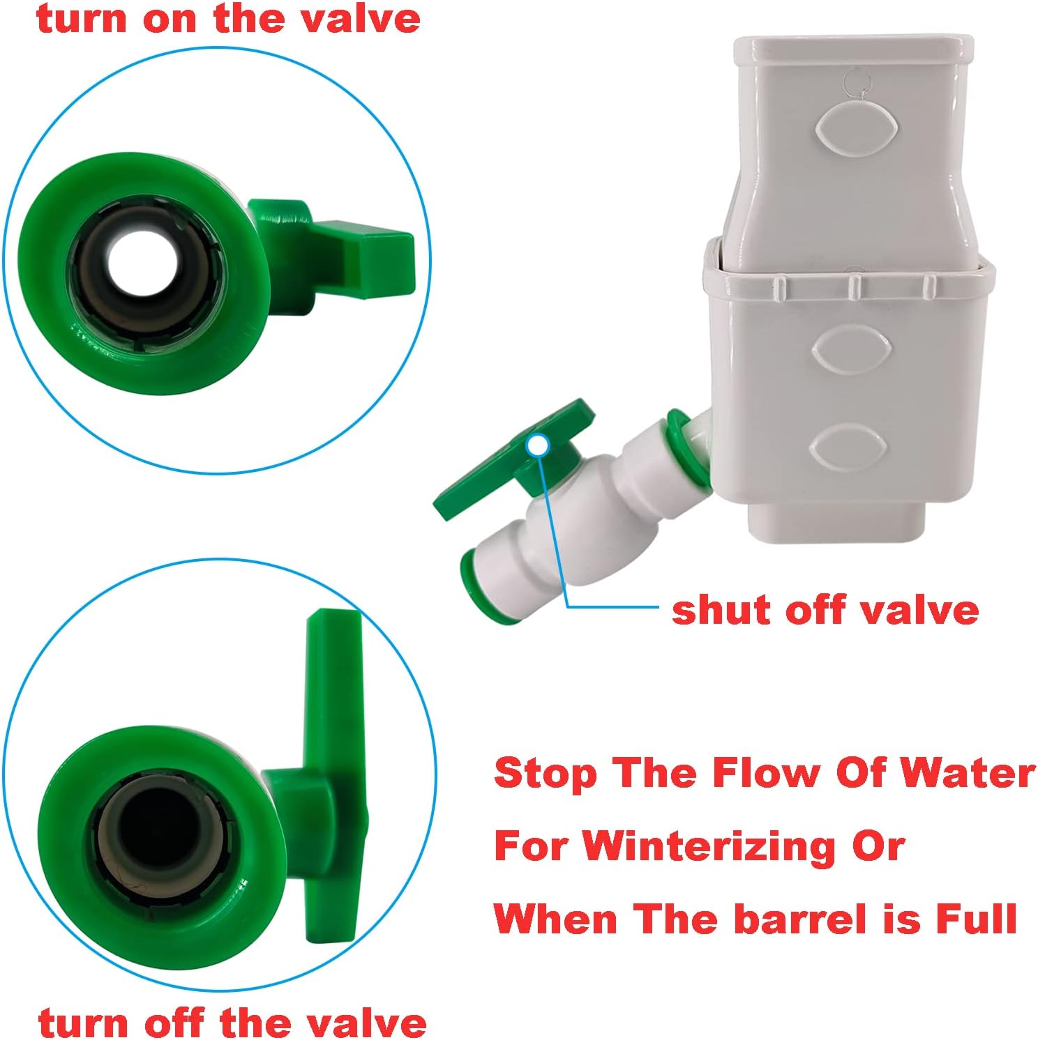 Rain Barrel Diverter Kit with Shut Off Valve for 2'' x 3'' Standard Gutter Downspout O838