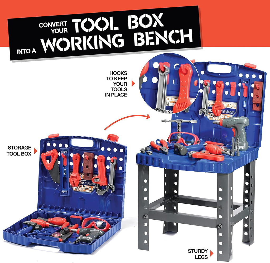 76 Pc Kids Tool Set Bench with Electronic Play Drill H4321